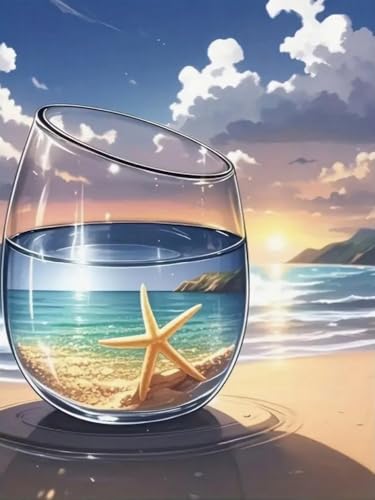 Brennora Vorgedruckt Kreuzstich Set Strandbecher 11CT Stickerei Leinwand kit DIY Kunst für Anfänger Kinder Heimdekoration 40x50 cm von Brennora