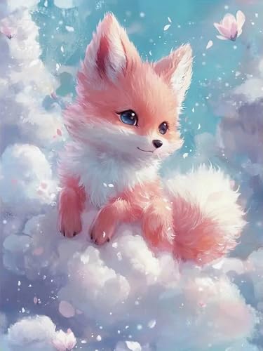 Brennora Vorgedruckt Kreuzstich Set Wolkenfuchs 11CT Stickerei Leinwand kit DIY Kunst für Anfänger Kinder Heimdekoration 40x50 cm von Brennora