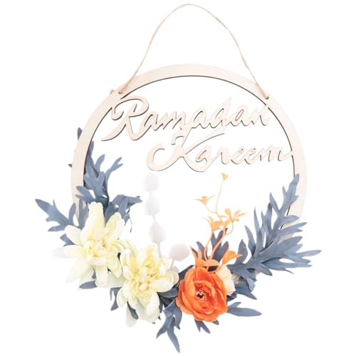 Brensty Eid Ramadan Kareem Kränze Ramadan Türkranz 10 Künstliche Kleine Weiße Blumen Frühlingshängender Kranz Islam Mubarak für die Haustür von Brensty