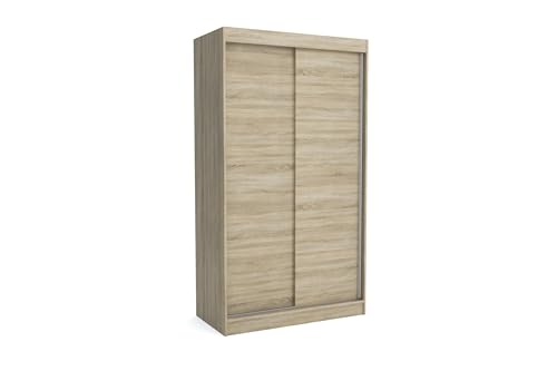 Brent - Kleiderschrank Schiebetüren Emily, 100cm Breit, Schlafzimmerschrank mit 1 Kleiderstange und Einlegeböden für Kleidung, Kleiderschrank Sonoma Eiche von Brent