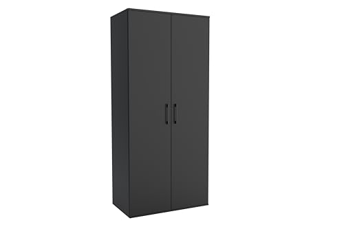 Brent - Kleiderschrank Klein Harrow 1, Mehrzweckschrank 80 cm Breit, Kleiderschränke 180 cm Hoch, Schlafzimmerschrank, Allzweckschrank, Garderobenschrank, Kleiderschrank - Schwarz von Brent