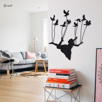 Metall Vogel Und Mädchen Kunst, Freiheit Leben Fliegende Frau Wanddekor, Geschenk, Housewarming Geburtstagsgeschenk von BrentMetalArt