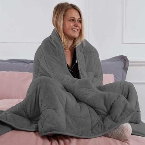 Brentfords 4 kg Schwere Teddy Fleece Gewichtsdecke für Erwachsene, Gewichtsdecke, Weighted Blanket 125 x 150 cm Anthrazit von Brentfords