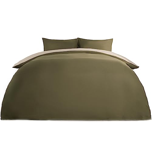 Brentfords Bettwäsche-Set, einfarbig, luxuriös, mit Kissenbezug, weiche Mikrofaser, für Doppelbett, Taupe von Brentfords