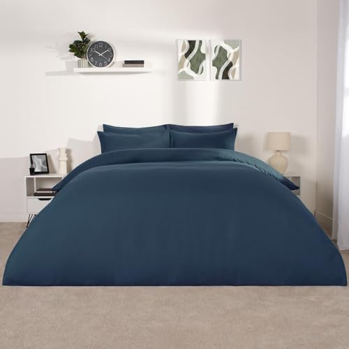 Brentfords Blaues Bettwäsche-Set für Einzelbett, Mikrofaser-Bettwäsche-Set, Einzelbettbezug, luxuriös, superweich, bequem, mit Kissenbezug, Demin Blue von Brentfords