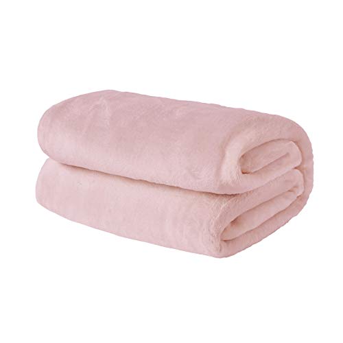 Brentfords Flanell-Fleece-Decke, extraweich, groß, flauschig, warm, Tagesdecke für Schlafzimmer, Einzelbett, Sofa, Couch, Blush Pink – 120 x 150 cm von Brentfords