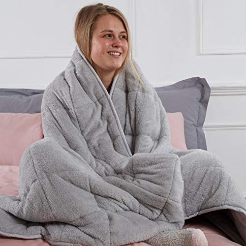 Brentfords Gewichtsdecke 4 kg Superweiche Teddy Fleece Decke 125 x 150 cm Silbergrau Schwere Decke zum Schlafen (Haftungsausschluss: Nur für Kinder ab 3 Jahren geeignet) von Brentfords