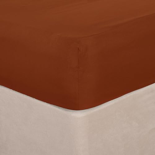 Brentfords King Size Deep Fitted Sheets Burnt Orange, Fitted Sheet Bed Cover Easy Care Ultra Soft Fade Resistant Microfiber Bedding Sheets for King Size Bed von Brentfords