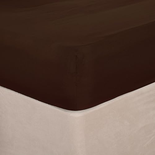 Brentfords Spannbettlaken für Super-Kingsize-Betten, Farbe: Burnt Chocolate, Super-King-Size-Bett, tiefes Spannbetttuch, lichtbeständig, ultraweich, pflegeleicht, Mikrofaser-Bettwäsche von Brentfords