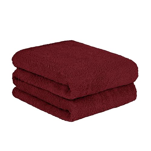 Brentfords Teddy-Fleece-Bettüberwurf, weiche, warme Winterdecke, Doppelbett, dick, bequem, großer Sofa-Überwurf, Couchbezug, Fleecedecke, weinrote Decke 150 x 200 cm von Brentfords