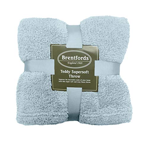 Brentfords Teddy-Fleece-Decke, großer Überwurf über dem Bett, Plüsch, superweich, warm, Sofa-Tagesdecke, Entenei – 150 x 200 cm von Brentfords