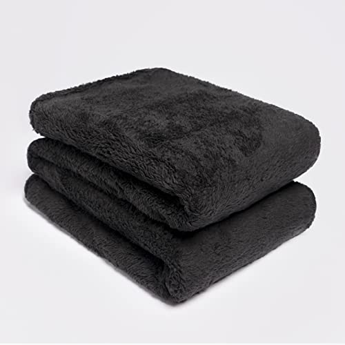 Brentfords Teddy-Fleece-Decke, großer Überwurf über dem Bett, Plüsch, superweich, warm, Sofa-Tagesdecke, Schwarz – 125 x 150 cm von Brentfords