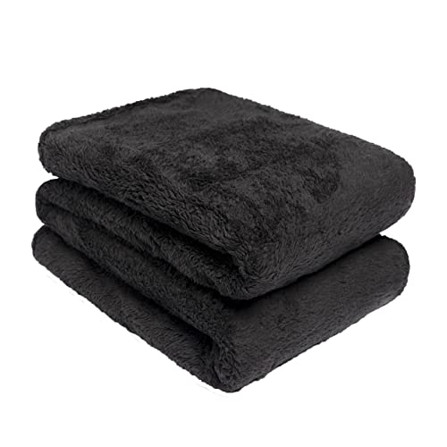 Brentfords Teddy-Fleece-Decke, großer Überwurf über dem Bett, Plüsch, superweich, warm, für Sofa, Bett, Tagesdecke, Schwarz – 150 x 200 cm von Brentfords