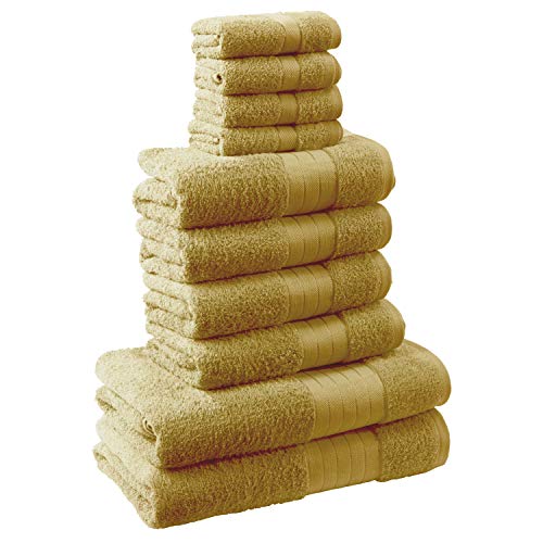 Brentfords Luxuriöses, weiches Handtuch-Set, Baumwolle, Ockergelb, 10 Piece Bathroom Towel, BTBLPLDOC10, 10 Piece Bathroom Towel Set von DREAMSCENE