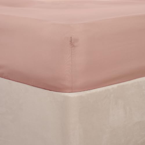 Brentfords Unifarbenes Spannbetttuch, bügelfrei, superweich, Pflegeleichte Mikrofaser, Blush Pink – King Size von Brentfords