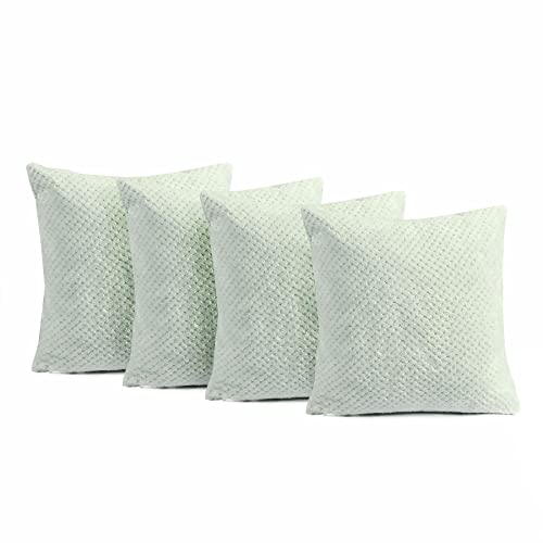 Brentfords Waffel-Fleece-Set mit 4 x Kissenbezügen, 45 x 45 cm, Plüsch, Deko-Set, 45,7 x 45,7 cm, Enteneiblau von Brentfords