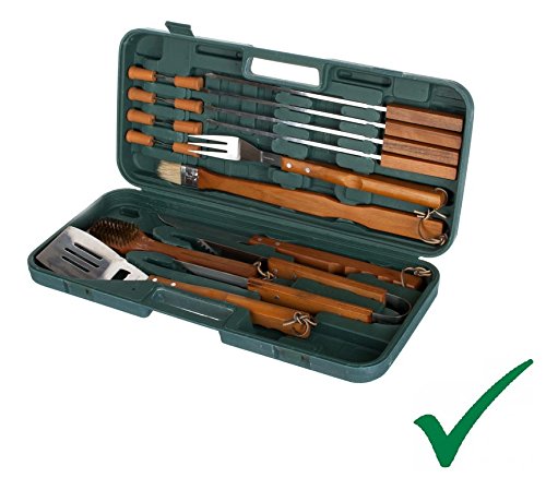PRAKTISCHES Edelstahl GRILLBESTECK Set GRILLKOFFER BBQ Set Grillset Grill Besteck Zubehör 18 TLG. von Bresetech