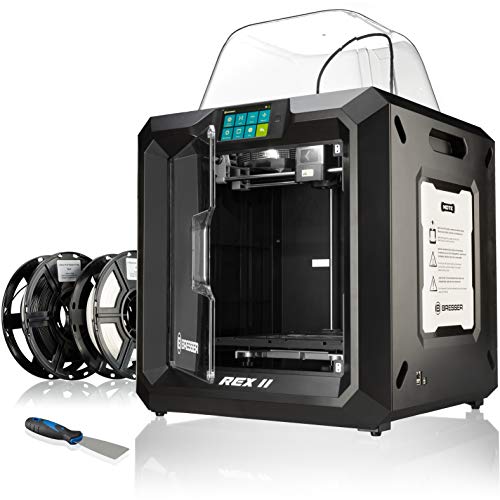 Bresser 2010200 3D Drucker REX II WLAN mit 25x28x30 cm Bauvolumen, beheizbarer Bauplattform, Druckbett-Levelling, 5" Touchscreen und geschlossenem Vollmetallgehäuse von Bresser
