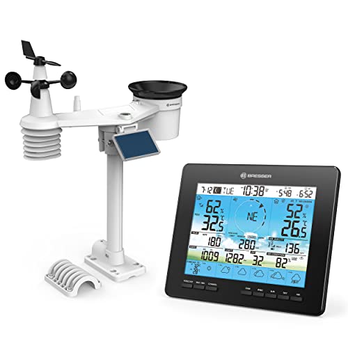 Bresser 6-Tage 4CAST Funk Wetter Station PRO WLAN-Wetter-Center 7-in-1 solar mit Wind- und Regenmesser, Schwarz von Bresser