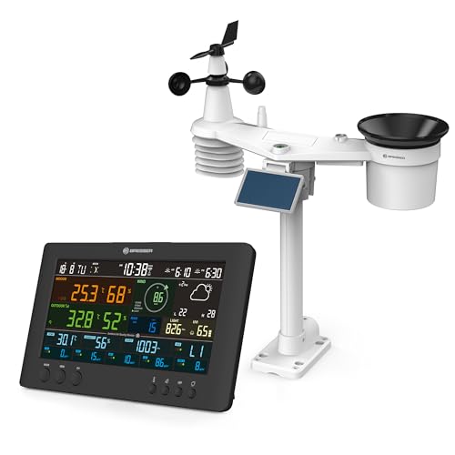 Bresser 7-in-1 Wetter Center Air-Mon: Wetterstation mit WLAN, Luftqualitätsmonitor, App, Farbdisplay, 7-Tage-Vorhersage, Thermo-Hygrosensor, Barometer, UV-Level, Komfortlevel-Ampel von Bresser