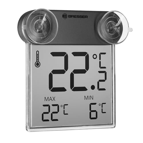 Bresser Fensterthermometer Translucidus WT, transparentes Display, einfache Montage mit Saugnäpfen von Bresser