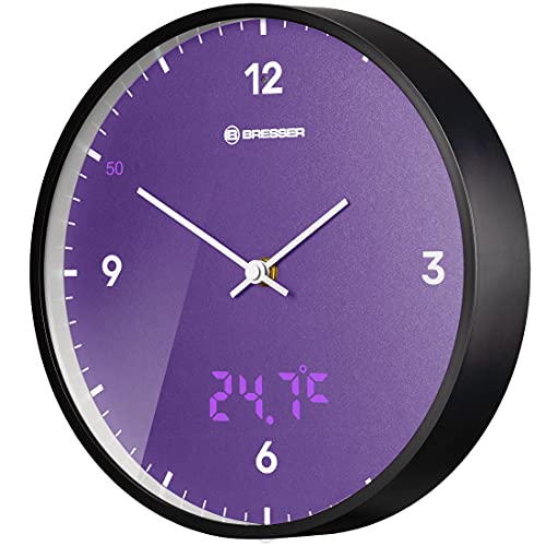 Bresser Funkuhr Wanduhr MyTime LEDsec mit 24 cm großem Ziffernblatt, LED-Sekundenanzeige, Innentemperatur und geräuschlosem Funkuhrwerk, Violett Bresser Funkuhr Wanduhr MyTime LEDsec mit 24 cm großem Ziffernblatt, LED-Sekundenanzeige, Innentemperatur und geräuschlosem Funkuhrwerk, Violett von Bresser