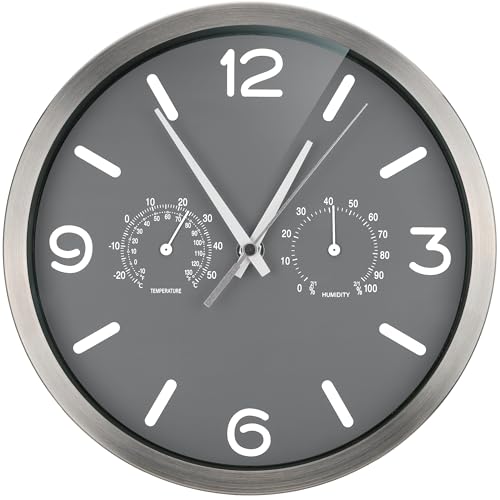Bresser Funkuhr Wanduhr MyTime ND Thermo-Hygro mit geräuschlosem Funkuhrwerk, Edelstahlrahmen und Anzeige für Temperatur und Luftfeuchtigkeit, Grau, 250x250mm Bresser Funkuhr Wanduhr MyTime ND Thermo-Hygro mit geräuschlosem Funkuhrwerk, Edelstahlrahmen und Anzeige für Temperatur und Luftfeuchtigkeit, Grau, 250x250mm von Bresser