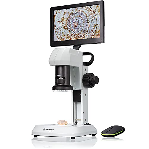 Bresser LCD-Mikroskop Analyth mit Durch- und Auflicht in 5 Helligkeitsstufen, stufenlosem Zoom (0,7X–4,5X), 22,5-cm-Display und Grob- und Feinfokussierung, 5809100, Weiss von Bresser