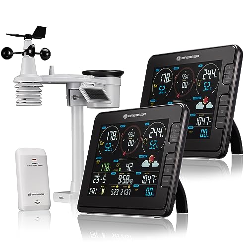 Bresser Profi WLAN-Wetterstation 7in1: Zahlreiche Messfunktionen mit 2 Farb-Basisstationen & UV-Lichtintensitätsmessung von Bresser