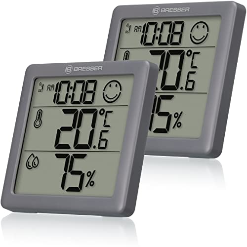 Bresser Thermometer Hygrometer Climate Smile 2er-Set zum Aufstellen oder zur Wandmontage mit Raumklima-Indikator als Smiley, anthrazit Bresser Thermometer Hygrometer Climate Smile 2er-Set zum Aufstellen oder zur Wandmontage mit Raumklima-Indikator als Smiley, anthrazit von Bresser