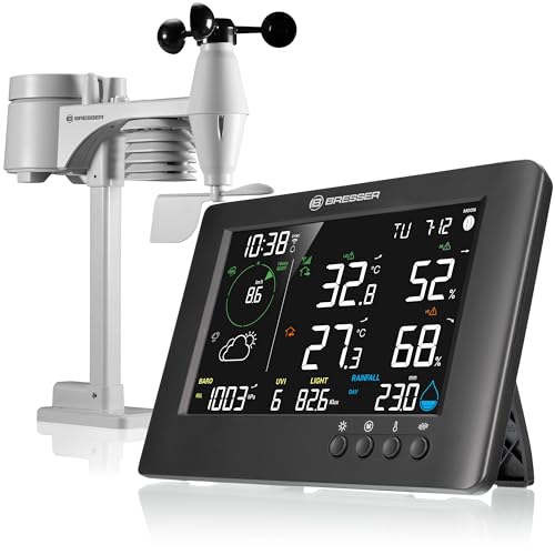 Bresser WLAN 7-in-1 Wetterstation TB: Umfangreiche Daten, Grafik-Prognose, Multi-Sensor, Innenklima-Überwachung, Alarmfunktion von Bresser