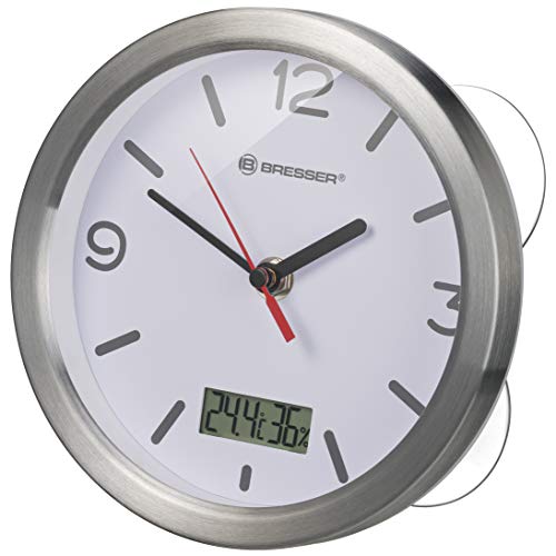 Bresser Wanduhr Mytime Thermo-/Hygro Funk Baduhr mit Thermometer und Hygrometer inklusive 4 Starker Saugnäpfe zum Aufhängen oder Aufstellen, Weiß, 17cm Bresser Wanduhr Mytime Thermo-/Hygro Funk Baduhr mit Thermometer und Hygrometer inklusive 4 Starker Saugnäpfe zum Aufhängen oder Aufstellen, Weiß, 17cm von Bresser