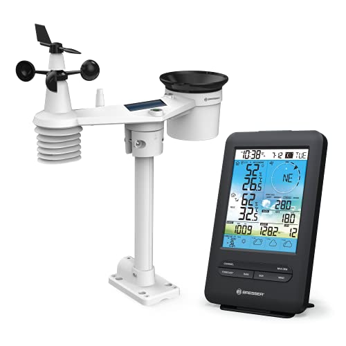 Bresser Wetterstation Funk mit Außensensor 7-in-1 WLAN 4CAST inkl. 4-Tages-Wettervorhersage, Windmesser und Regenmesser sowie UV-Level und Lichtintensität, Schwarz von Bresser