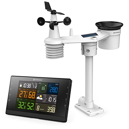 Bresser Wetterstation Funk mit Außensensor - WLAN-Wettercenter Profi-WSC mit 7-in-1-Sensor inkl. batterieunterstützendem Solarpanel, Wind- und Regenmesser, schwarz von Bresser