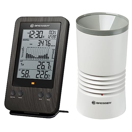 Bresser Wetterstation Funk mit Außensensor WTW Profi Regenmesser in Holzoptik von Bresser