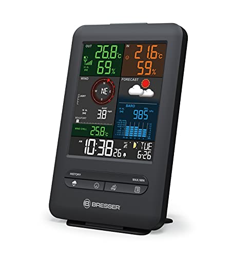 Bresser zusätzliche Basisstation für 7002525 Funk Wetterstation 5-in-1 Beaufort Wetter-Center mit Raumklimaindikator und integriertem Wecker mit Eiswarnfunktion Basisstation, schwarz von Bresser
