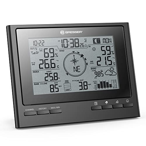 Bresser zusätzliche Basisstation für 7003100 ClimateScout Wetter-Center 7-in-1 Funk Wetterstation mit Farbdisplay und integriertem Wecker, Schwarz von Bresser