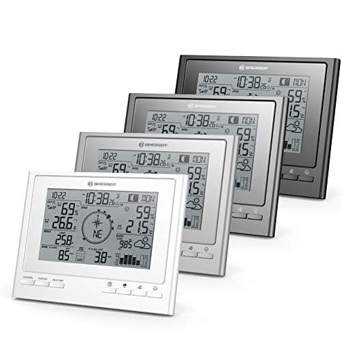 Bresser zusätzliche Basisstation für 7003100 ClimateScout Wetter-Center 7-in-1 Funk Wetterstation mit Farbdisplay und integriertem Wecker, Silber von Bresser