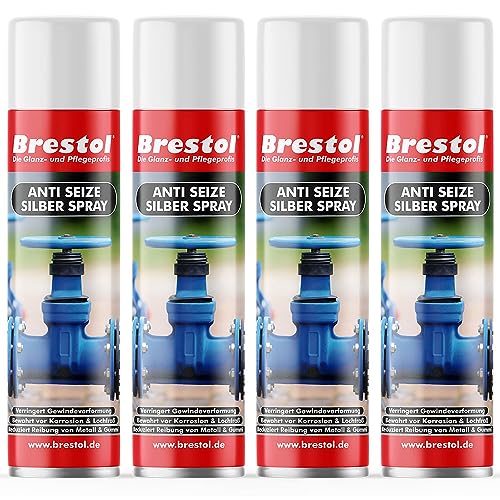 BRESTOL® ANTI SEIZE Spray 4x 400 ml SET (7604.2) - Montagespray Korrosionsschutz-Spray Oxidationsschutz Feuchtigkeitsverdränger Säureschutz-Spray Gewindeschoner Lochfraß-Schutz Schmierspray von Brestol