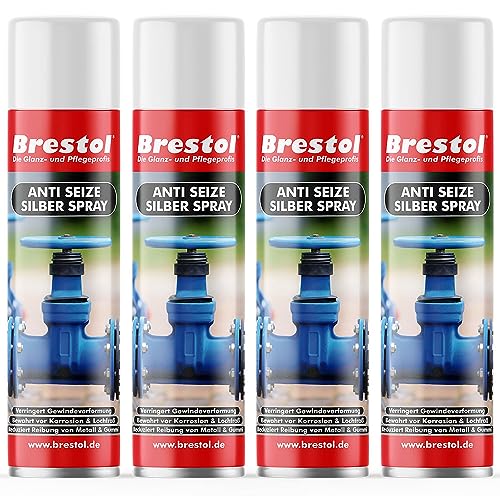 BRESTOL® ANTI SEIZE Spray 4x 400 ml SET (7604.2) - Montagespray Korrosionsschutz-Spray Oxidationsschutz Feuchtigkeitsverdränger Säureschutz-Spray Gewindeschoner Lochfraß-Schutz Schmierspray von Brestol