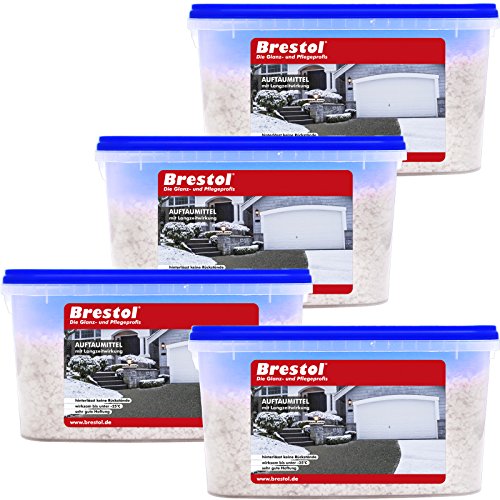 STREUSALZ PREMIUM mit Langzeitwirkung 4x 5kg - schnell wirkendes Auftaumittel, Streumittel, Tausalz, Auftausalz, Streugut, Auftaugranulat – Reinstes Calciumchlorid, Effektiver als Natriumchlorid! von Brestol