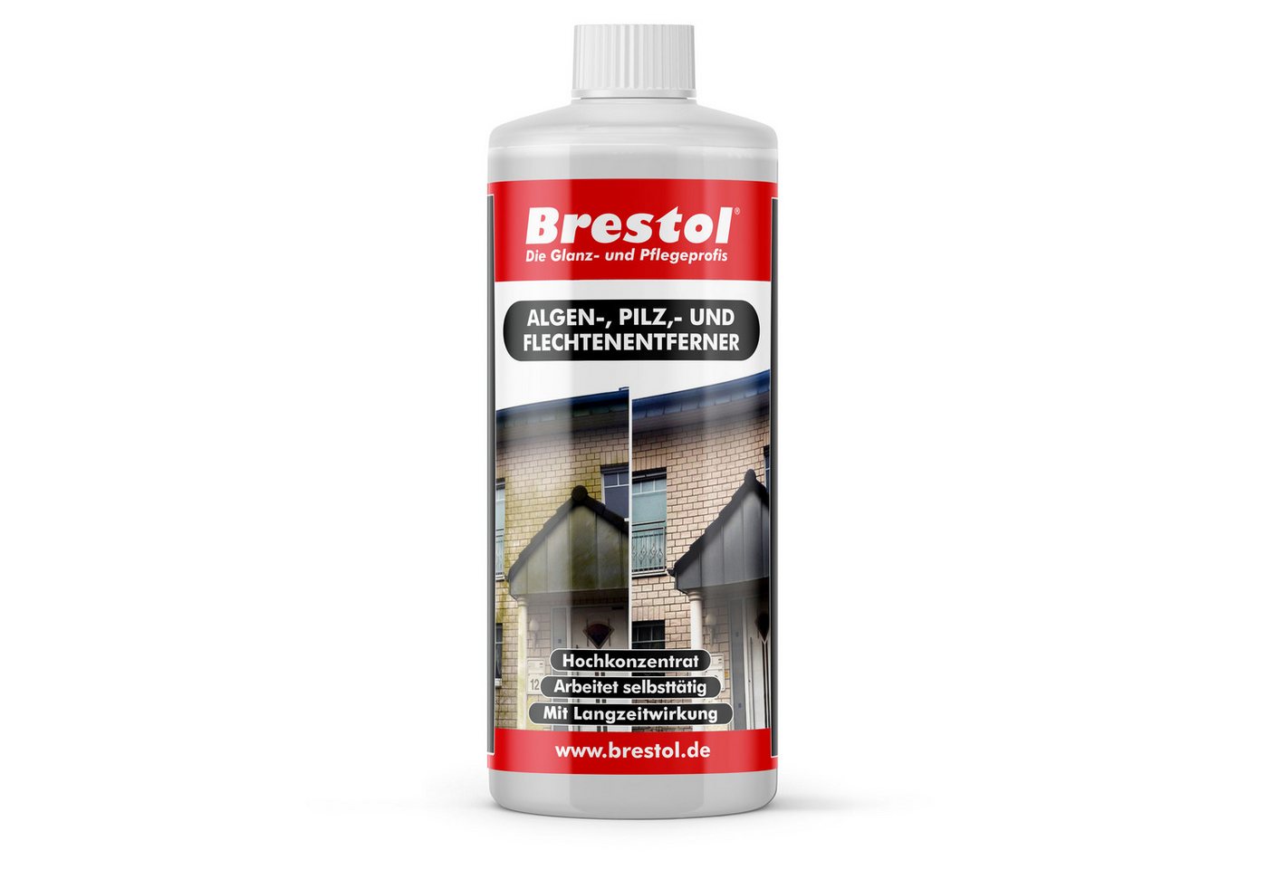 Brestol Algenentferner Pilzentferner Flechtenentferner Grünbelagentferner (Algen-, Pilz & Flechtenentferner 1x 1 Liter Arbeitet selbsttätig) von Brestol