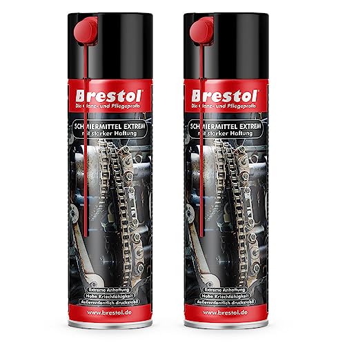 Brestol SCHMIERMITTEL EXTREM SPRAY 2x 400 ml mit starker Haftung - Schmierspray Silikonspray Kriechöl Zahnradspray Kettenspray Seilspray Kolbenspray Haftschmierstoff Haftspray Haftschmiermittel von Brestol