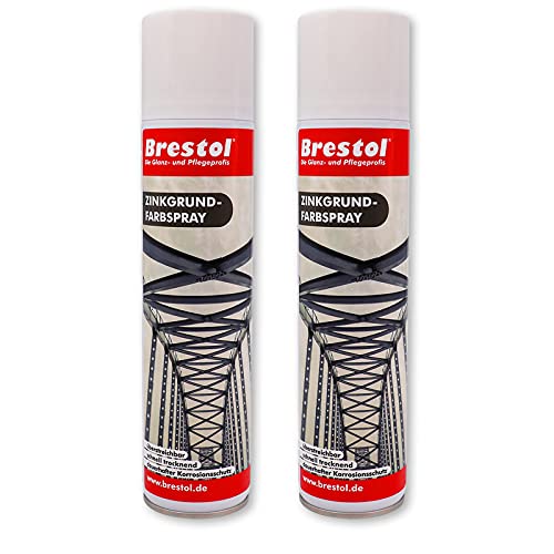 Brestol ZINKSPRAY 2x 400 ml mit Korrosionsschutz Zinkgrund-Farbspray Zink Grundspray Zinkgrundspray Farblack von Brestol