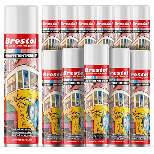 BRESTOL® GRAFFITI ENTFERNER 12x 400 ml Spray - Graffitilöser Farbabbeizer Farblöser Farbentferner Lackentferner Lacklöser Lasurlöser Lasurentferner Dispersionsmittel Abbeizmittel Abbeizer von Brestol