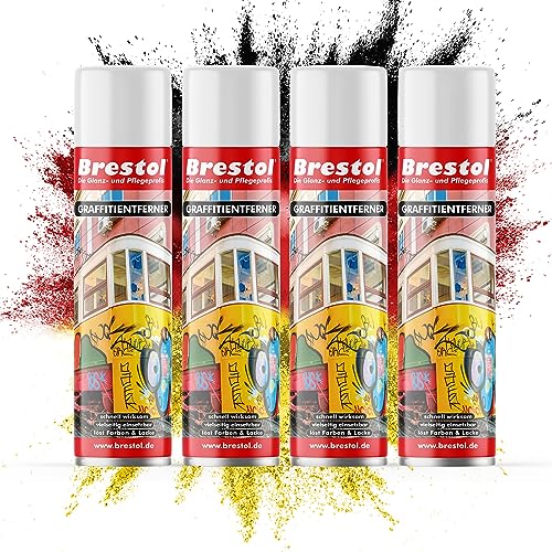 BRESTOL® GRAFFITI ENTFERNER 4x 400 ml Spray - Graffitilöser Farbabbeizer Farblöser Farbentferner Lackentferner Lacklöser Lasurlöser Lasurentferner Dispersionsmittel Abbeizmittel Abbeizer von Brestol