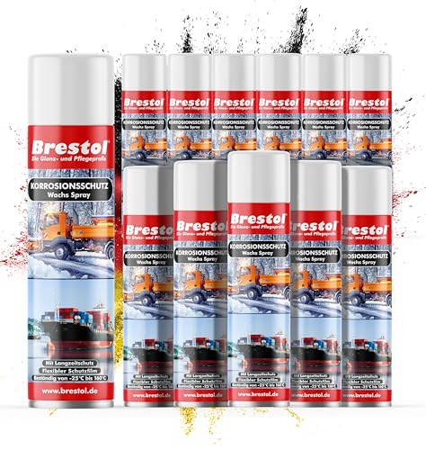 BRESTOL® KORROSIONSSCHUTZSPRAY 12x400 ml - Schutzwachs Wachsspray Korrosionsschutzwachs Langanhaltender Korrosionsschutz gegen Feuchtigkeit & Rost, Anwendbar für Fahrrad, Auto, Motorrad & Industrie von Brestol