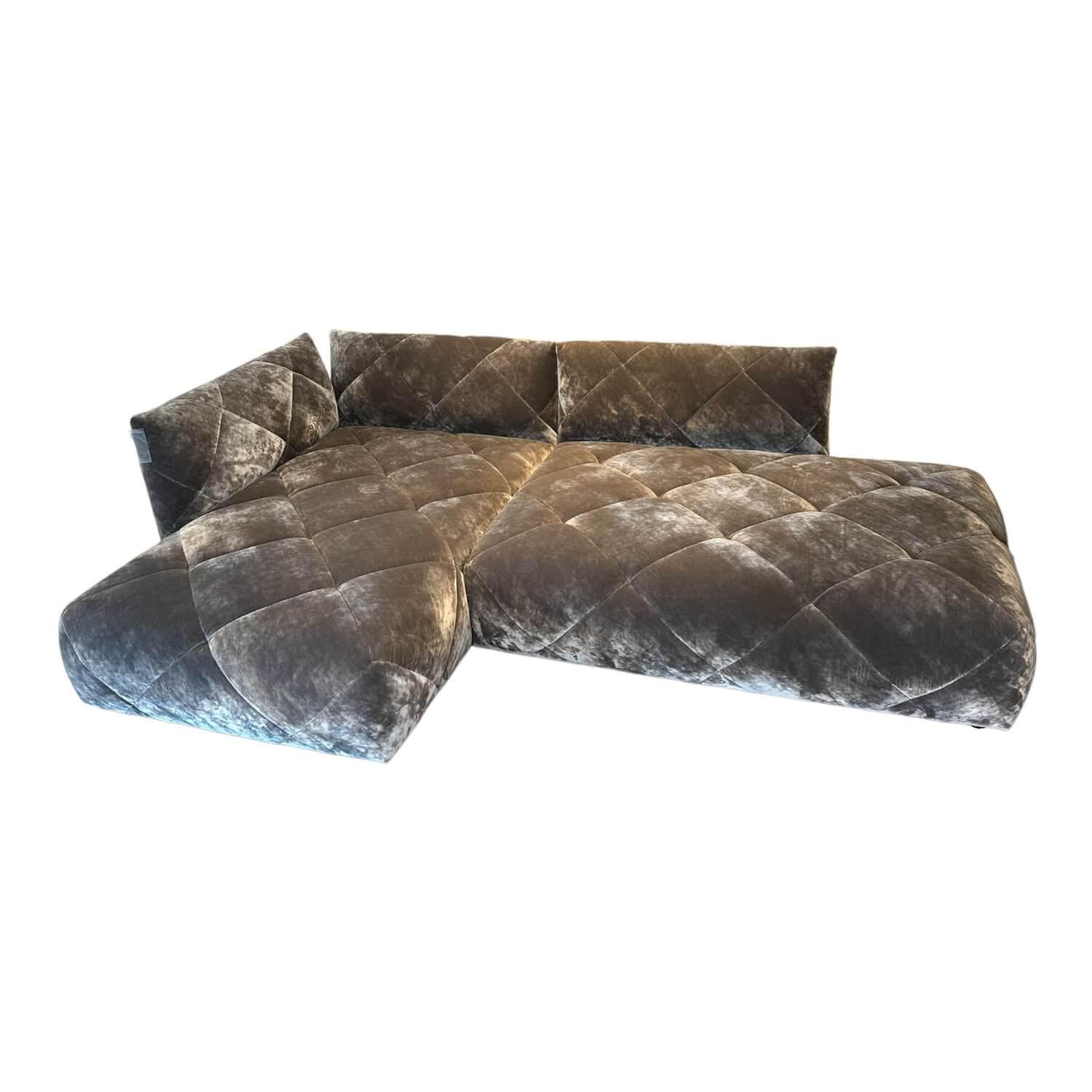 Ecksofa Teratai H106li Bezug Stoff 65 9681 Hochflor Velours Feather Grey Grau Gl... von Bretz