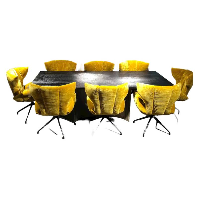 Essgruppe Tisch Samurai Burnt Oak mit 8er-Set Cassia Sessel Stoff 659675 Marigol... von Bretz