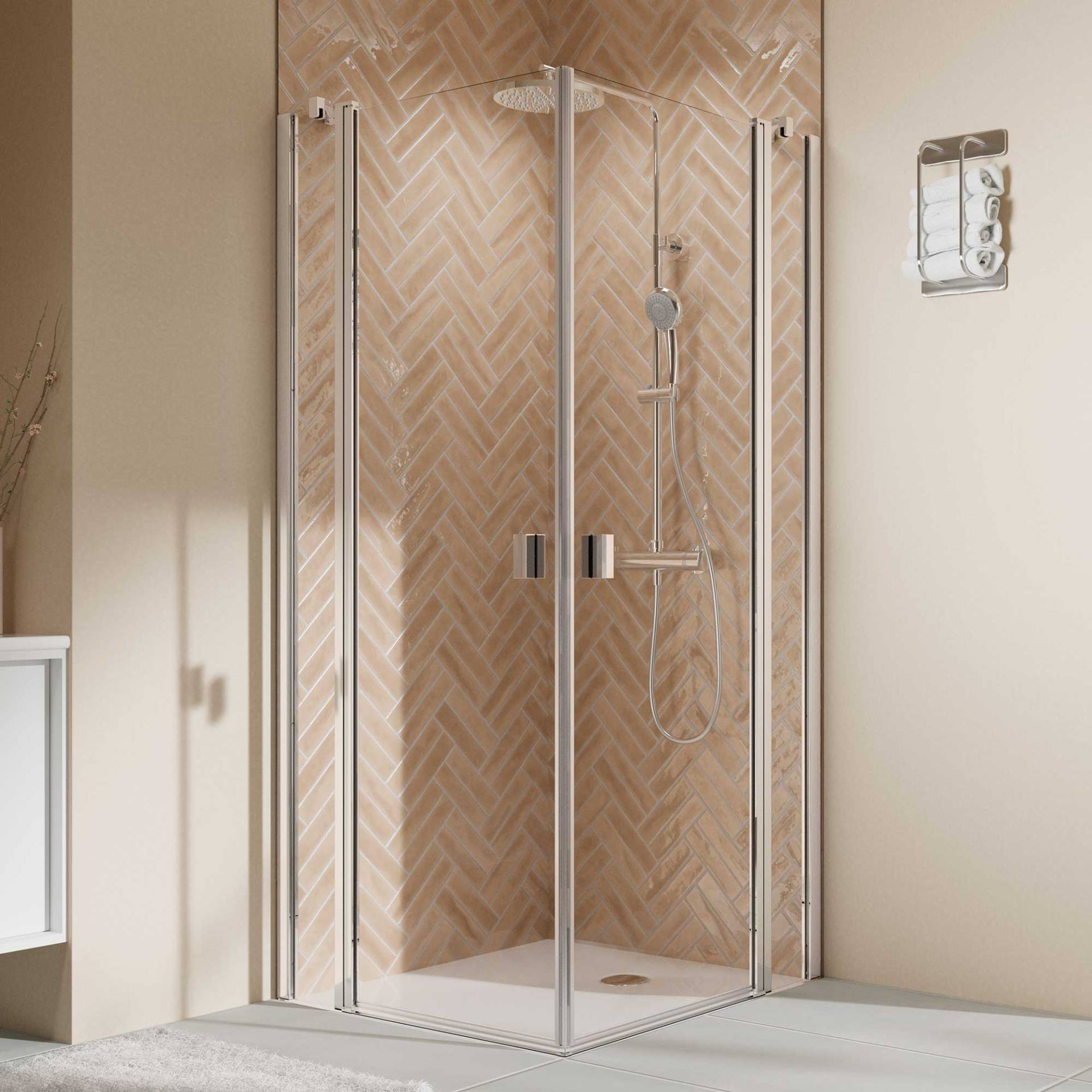 Breuer Duschkabine 'Elana 2.0' mit Eckeinstieg aluminiumfarben 100 x 100 x 200 cm Breuer Duschkabine 'Elana 2.0' mit Eckeinstieg aluminiumfarben 100 x 100 x 200 cm von Breuer